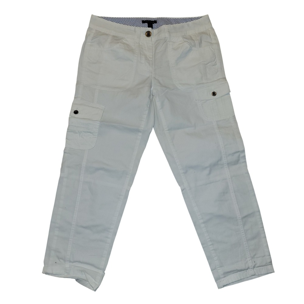 Tommy Hilfiger Women's‎ White Cargo Capri Pants 6 beach nautical Designer white